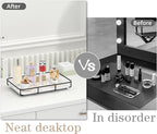Dobbyby Vanity Tray Makeup Organizer Cosmetics Storage Bathroom Skincare Organizer Countertop Display Rack in Dresser Stainle