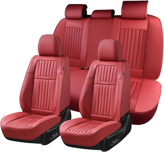 Coverado Car Seat Covers Full Set, Seat Covers for Cars, Car Seat Cover, Car Seat Protector, Leather Car Seat Cushion, Waterp