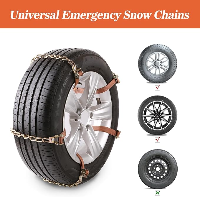 RUITO Emergency Snow Chains, Universal Tire Snow Chains for car suv semi trucks atv, Applicable Tire Width 225-295mm, Durable