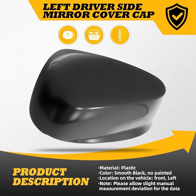 Left Side Rearview Mirror Cover Caps compatible with Accord 2008 2009 2010 2011 2012 2012 2013 Black Exterior Side Mirror Cover Rearview Mirror Caps Mirror Housing Left Driver Side