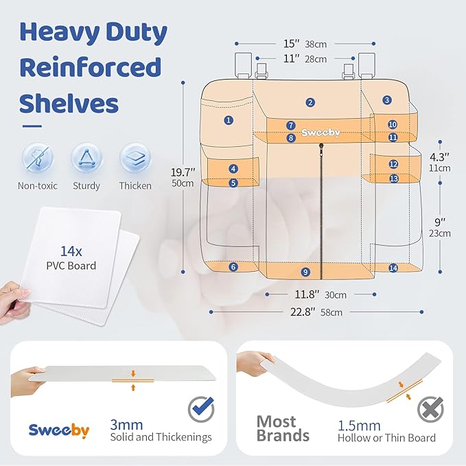 Sweeby Diaper Organizer for Changing Table and Crib - Nursery Diaper Stacker Hanging Caddy for Baby Essentials