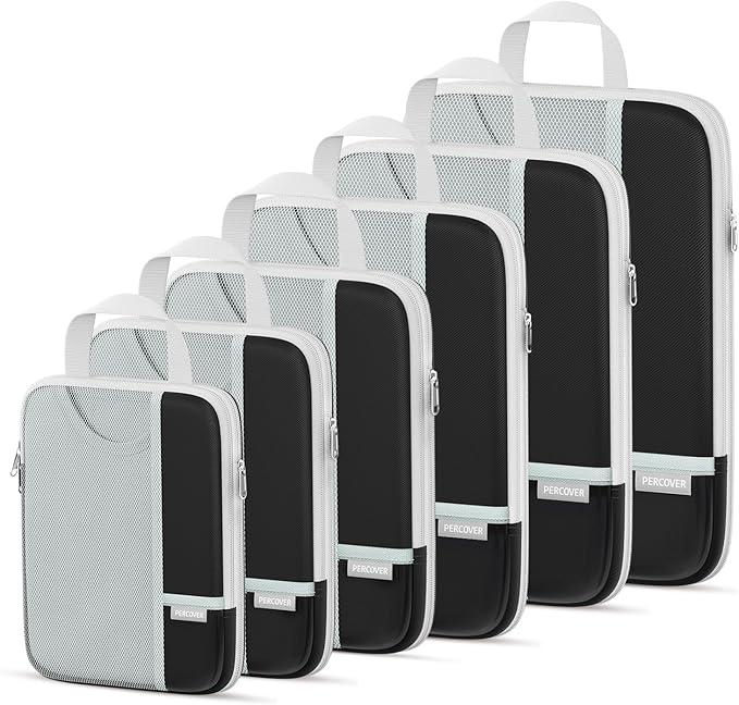 Percover Compression Packing Cubes 6-Piece Set, Packing Cubes Compression for Travel with Multi-Size Organization, Travel Org