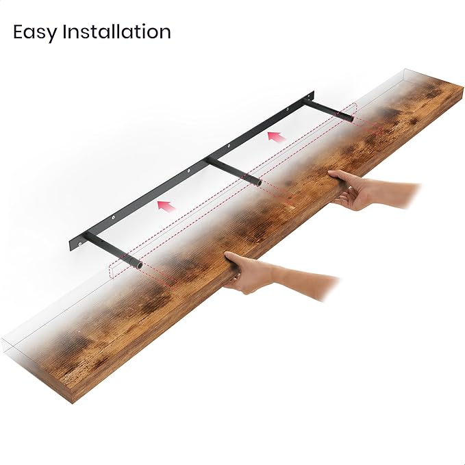 Ballucci Floating Shelves, 55" Wood Wall Shelf Set of 2, with Invisible Brackets for Bathroom, Living Room, Bedroom, Kitchen,
