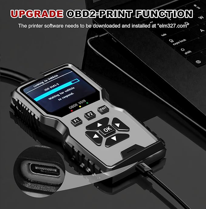 V519 OBD2 Diagnostic Scanner Tool - Vechicle Check Engine Light Code Reader with Battery Voltage Tester, I/M Readiness, Reset,