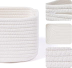 MiniArk Small Storage Baskets for Organizing | Closet Organizer Bins | Shelf Toy Basket | Woven Rope Baskets | Cube Decorativ
