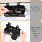 Car Sunglasses Holder for Sun Visor, Button Leather Eyeglass Hanger and Interior Storage Box