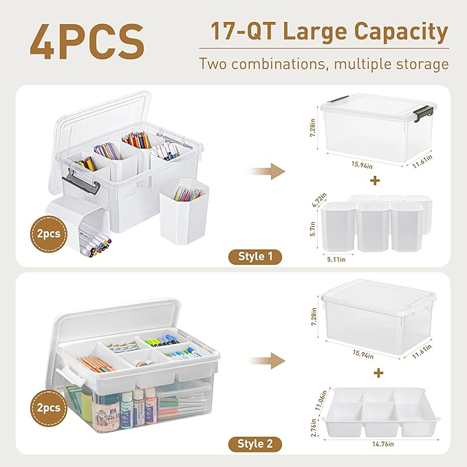 Citylife 17 QT Plastic Storage Bins Clear Storage Box with Lids Multipurpose Stackable Storage Containers for Organizing Tool