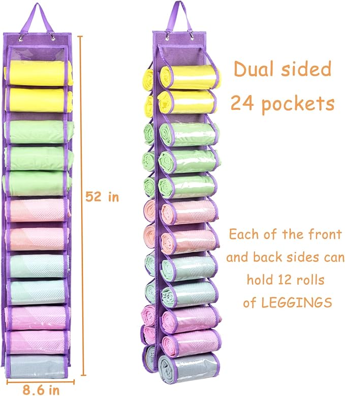 Legging Storage Bag Storage Hanger Can Holds 24 Leggings or Shirts Jeans Compartment Storage Hanger, Foldable Leggings Organi