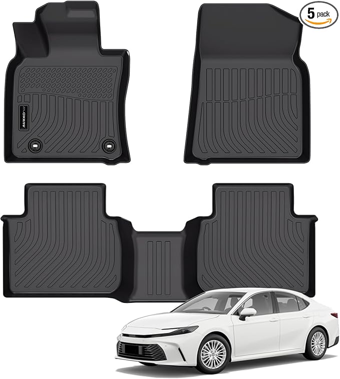 Auxko All Weather Floor Mats for 2024-2018 Toyota Camry (FWD Only,Not Hybrid or AWD) TPE Rubber Liners Accessoires All Season Guard Odorless Anti-Slip