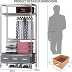 Portable Wardrobe Closet,Foldable Clothes Organizer with 3 Storage Box 35in Simple Non-Woven Fabric Wardrobe Multi-Functional