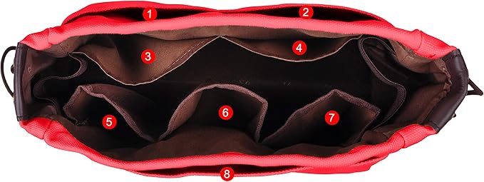 Vercord Canvas Handbag Organizers, Sturdy Purse Insert Organizer Bag in Bag, 10 Pockets Red Large