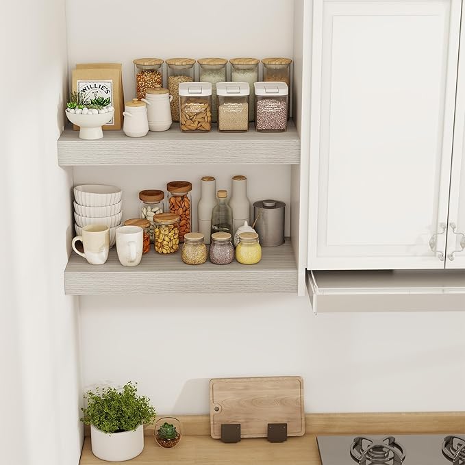 24 Inch Floating Shelves, 12" Deep Floating Shelf Wall Mounted, 24" Wall Shelves, Rustic Deep Bookshelf, Extra Deeper & Thick