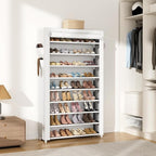VILICK Shoe Rack with Cover Narrow Shoe Organizer with Pockets 10 Tier Tall Shoe Storage Holds 36-41 Pairs Shoes and Boots Sh