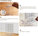 PAVSTINE Medicine Cabinet Organizer with Adjustable Dividers, Clear Vertical Layered Backward Slanting Shelves for Pressed Po
