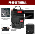 Tactical Car Seat Back Organizer,Tactical Molle Seat Back Organizer with 5 Detachable Molle Pouch,Velcro Label Can Be Removed,Universal Fits for Car Truck Jeep Vehicle