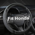 West Llama Customized Auto Car Steering Wheel Cover for Honda(Black+Gray-Standard Size)