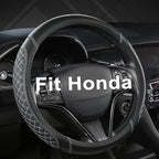 West Llama Customized Auto Car Steering Wheel Cover for Honda(Black+Gray-Standard Size)