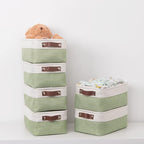 HNZIGE Collapsible Storage Baskets for Shelves(6pack) Small Fabric Bins with Handles, Linen Baskets Organizer Bins for Organi