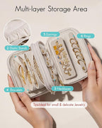 VLANDO Travel Jewelry Case,2-Layer Jewelry Organizer for Travel,Mothers Day Mom Gifts,Multi-Compartment Jewelry Storage for R