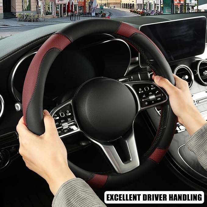 Microfiber Leather Steering Wheel Cover Large Size for Ford F150 F250 F350 RAM 4Runner Tacoma Tundra Sequoia Model S Model X,