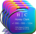 Stainless Luggage Tags for Suitcases 4 Pack: Metal Personalized Luggage Tags for Backpacks & Bags with Customizable Texts (Ra