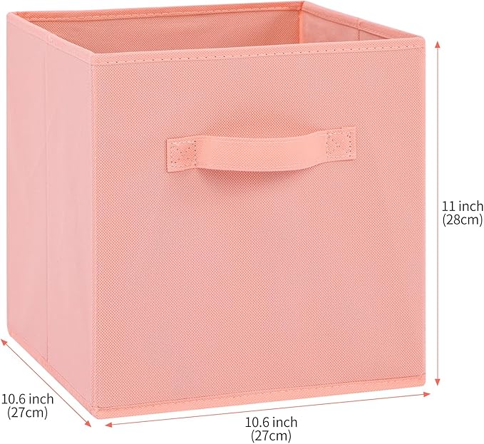 Stero Fabric Storage Bins 6 Pack Fun Colored Durable Storage Cubes with Fabric Handles Foldable Cube Baskets for Home, Kids R