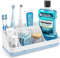 Bathroom Counter Organizer and Storage, 7 Slots Detachable Toothbrush Holders for Bathrooms, Anti-Slip Electric Toothbrush an