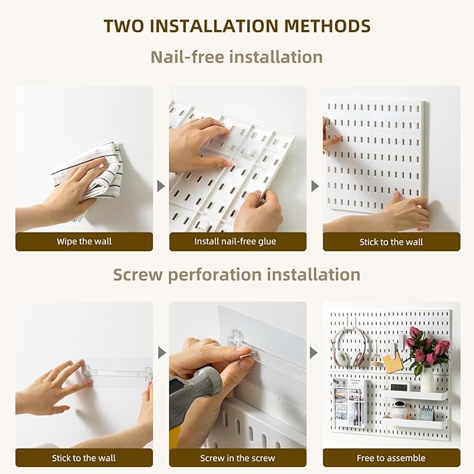 VUSIGN Pegboard Combination Wall Organizer Kit, 4 Pieces Pegboards and 17 Accessories Modular Hanging, Wall Mount Display Peg