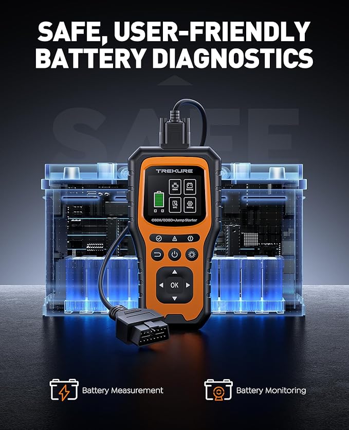 Car Battery Jump Starter with OBD2 Scanner 5000A, Car Battery Jumper Starter Portable (All Gas/10L Diesel), 12V Jump Box