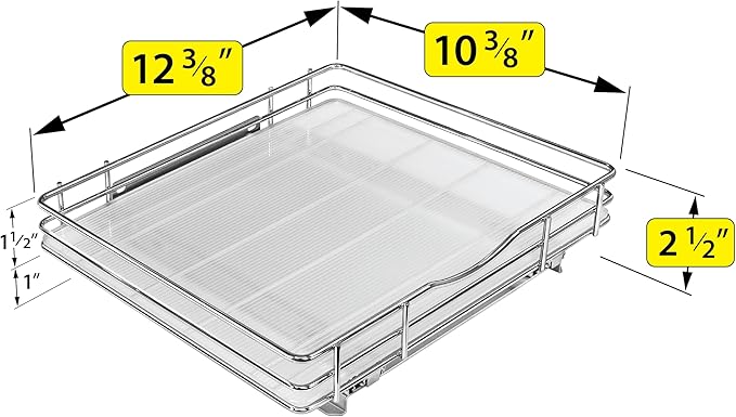 LYNK PROFESSIONAL® Pull Out Spice Organization for Cabinets - 12-3/8 inch Wide – Spice Rack for Inside Cabinets, Slide Out Sp