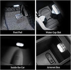 2 PCS Car Led Lights Interior,White Ambient Lighting Car Interior,USB Rechargeable Car Interior Reading Light,Portable Led Lights for Car