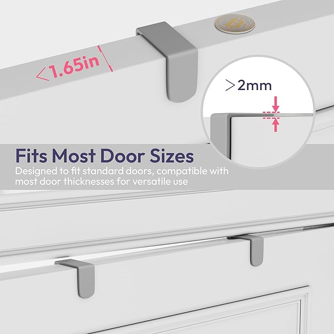 SWTYMIKI Over The Door Hooks Organizer - Multi-Functional Door Hanger with 16 Hooks & 2 Mesh Baskets, Long Coat Rack for Bath