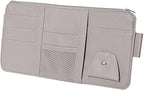 Car Sun Visor Multi-Pocket Organizer — Gray (Universal Car/SUV/Truck Storage Pouch)