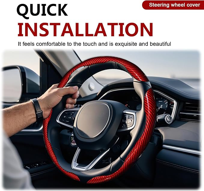3pcs Universal Carbon Fiber Steering Wheel Cover - Anti-Slip & Segmented Design, Universal 99% Durable Steering Wheel Protect