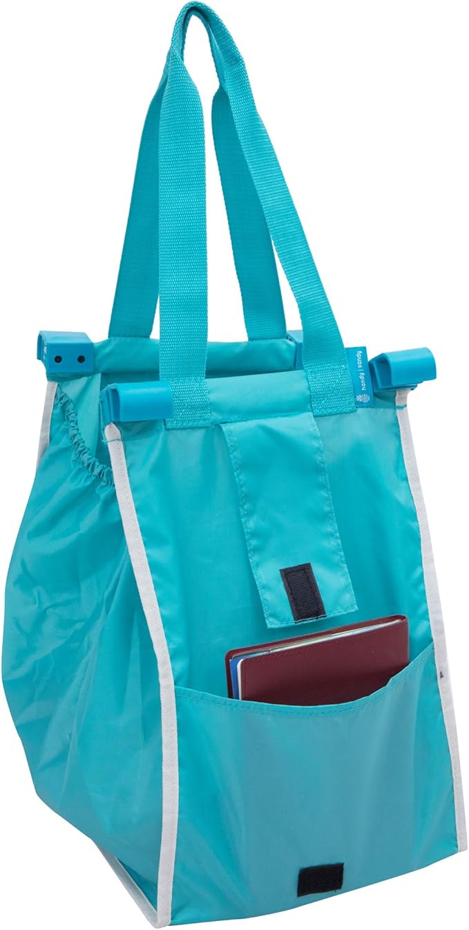Handy Sandy 3-Pack Reusable Grocery Cart Bags – Foldable Shopping Organizers with Universal Cart Clips, PE Board Base