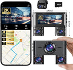 Dash Cam 360°, 4 Channel Camera for Cars Front and Rear Inside, 2K FHD Mini Dashcam, 5G WiFi, GPS, Free 64G Card, Voice Contr