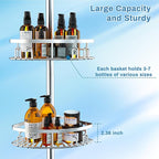 Rustproof Shower Corner Caddy Shelf for Bathroom Tension Pole Organizer with 4 Baskets for Bathtub Shampoo Storage from 23.6 
