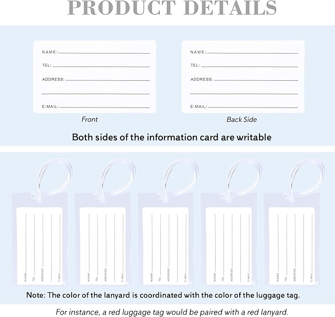 30 Pack Luggage Tags for Suitcases, Airplane Travel Essentials for Flying, International Travel Must Haves, and Luggage Acces