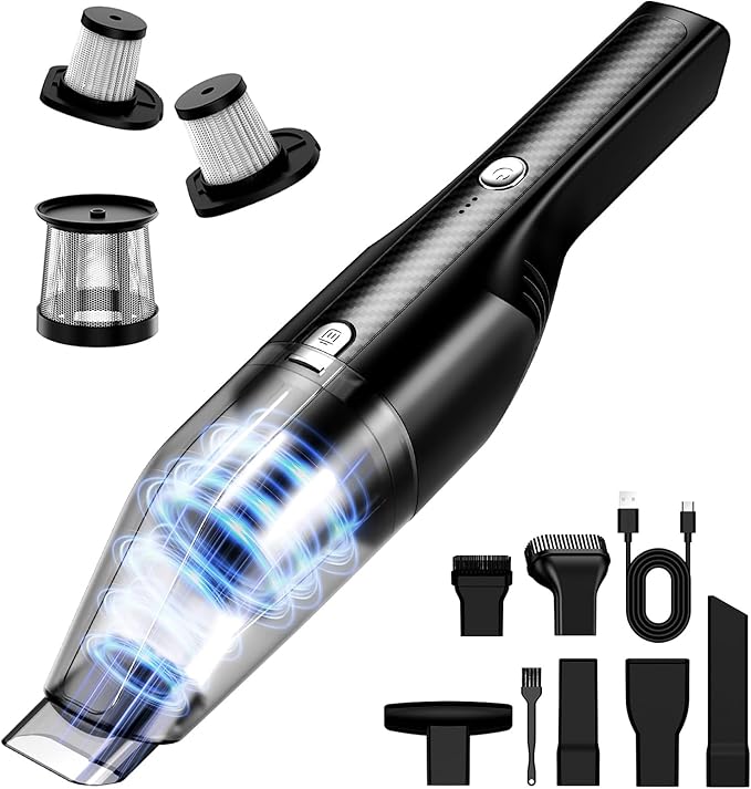 Handheld Vacuum Cordless -Car Vacuum Portable Cordless Cleaner Powerful Suction,1.2lbs Lightweight, Type-C Charge, Multiple A