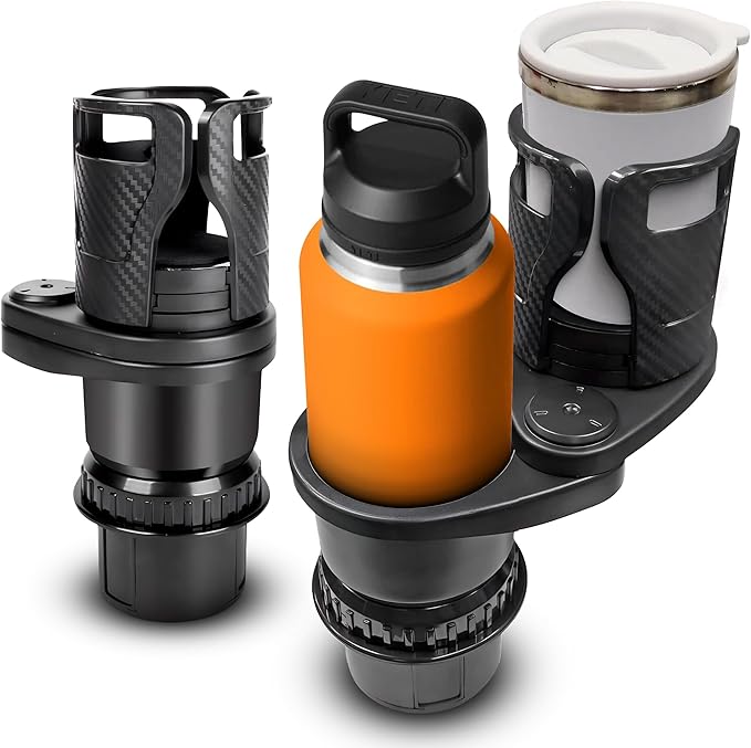 Car Cup Holder Expander 2 in 1, Expandable Cup Holder with Adjustable Base, The Upper Part Fits Yeti, Ramblers, Hydroflask, Other Large Bottles/Mugs, expandable to 3"-6.5"