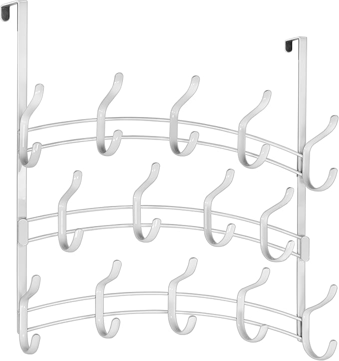 LYNK Professional® Home™ Over Door Hooks Rack - 28 Hook Over Door Hanger - Over Door Towel Rack - Hanging Towels or Clothes -