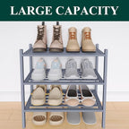 Smiry Small Bamboo Shoe Rack 3-Tier, Stackable Wooden Shoe Organizer for Entryway & Closet, Free Standing Wood Shoe Storage S