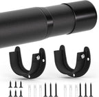 Closet Rod, 17 to 97 Inch Closet Rods for Hanging Clothes, Heavy Duty Adjustable Clothes Hanging Bar Rod Matte Black Closet P