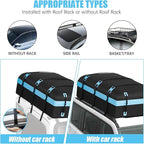 Car Rooftop Cargo Carrier Bag, 30 Cubic Feet Waterproof Soft-Shell Car Roof Bag for All Vehicle with/Without Rack, Include Anti-Slip Mat, Reinforced Straps, Door Hooks Luggage Lock (Blue)