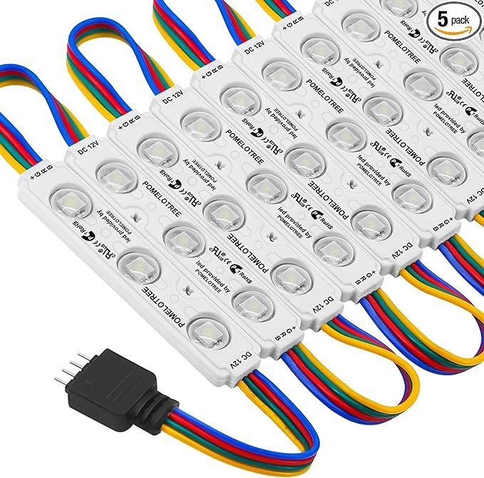 LED Window Lights Storefront Decorative Lights for Business 12V 5050 Advertising Signs Commercial Store Light LED Module 50FT (5 Packs) Upgraded RGB Light