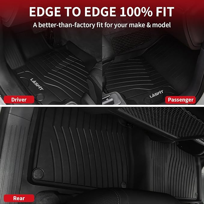 LASFIT Floor Mats & Cargo Mat for Mercedes Benz GLE SUV 2020-2026 350/450/ 53 AMG (Not Fit Coupe; Fit 5 Seats), All Weather TPE Anti-Slip Car Mats Custom Fit for GLE 1st & 2nd Row Set & Trunk Mat