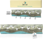 Crab Driftwood Wall Art & DIY Key Holder – Handmade Coastal Home Decor – 17.5" Genuine Weathered Wood Plank with 5 Removable 