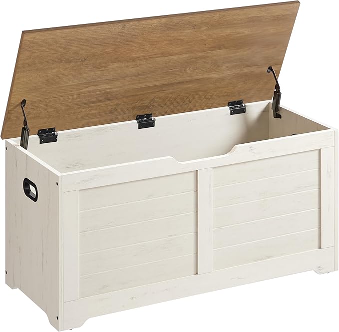 VASAGLE Storage Chest, Storage Bench with 2 Safety Hinges, Farmhouse Style, 15.7 x 39.4 x 18.1 Inches, for Entryway, Bedroom,