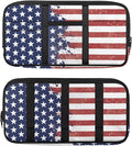 American Flag Car Sun Visor Organizer,Multi-Pocket Visor Organizer Storage Pouch with Double Zippers Document Holder for Insurance, Pen, Chapstick