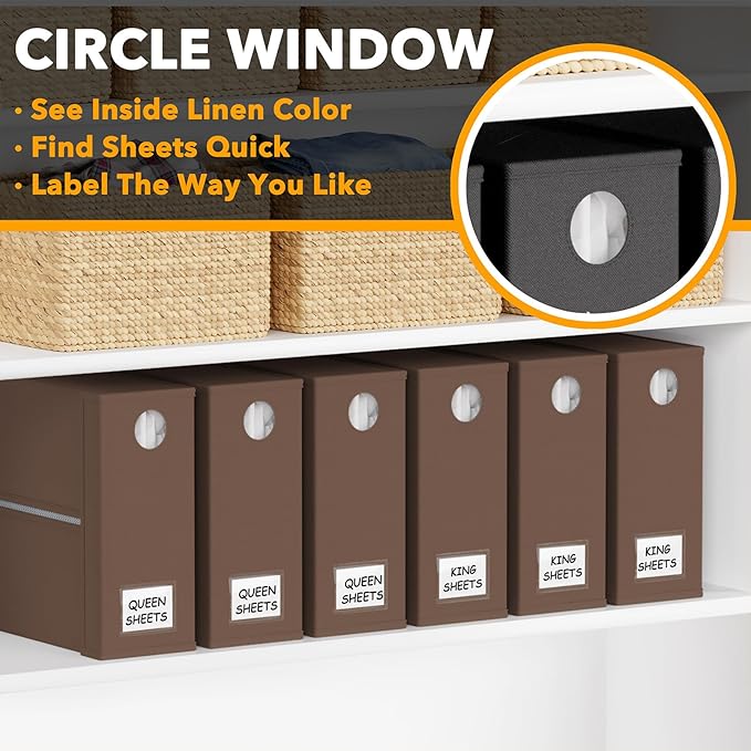 SpaceAid 6 Pack Bed Sheet Organizers and Storage, Foldable Sheet Organizer with Window for Linen Closet, Set Folder Keeper fo